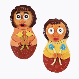 Sweet Cakes And John Dough Gingerbread Duo Ceramic Interior Wall Art 11x5.5 Inches