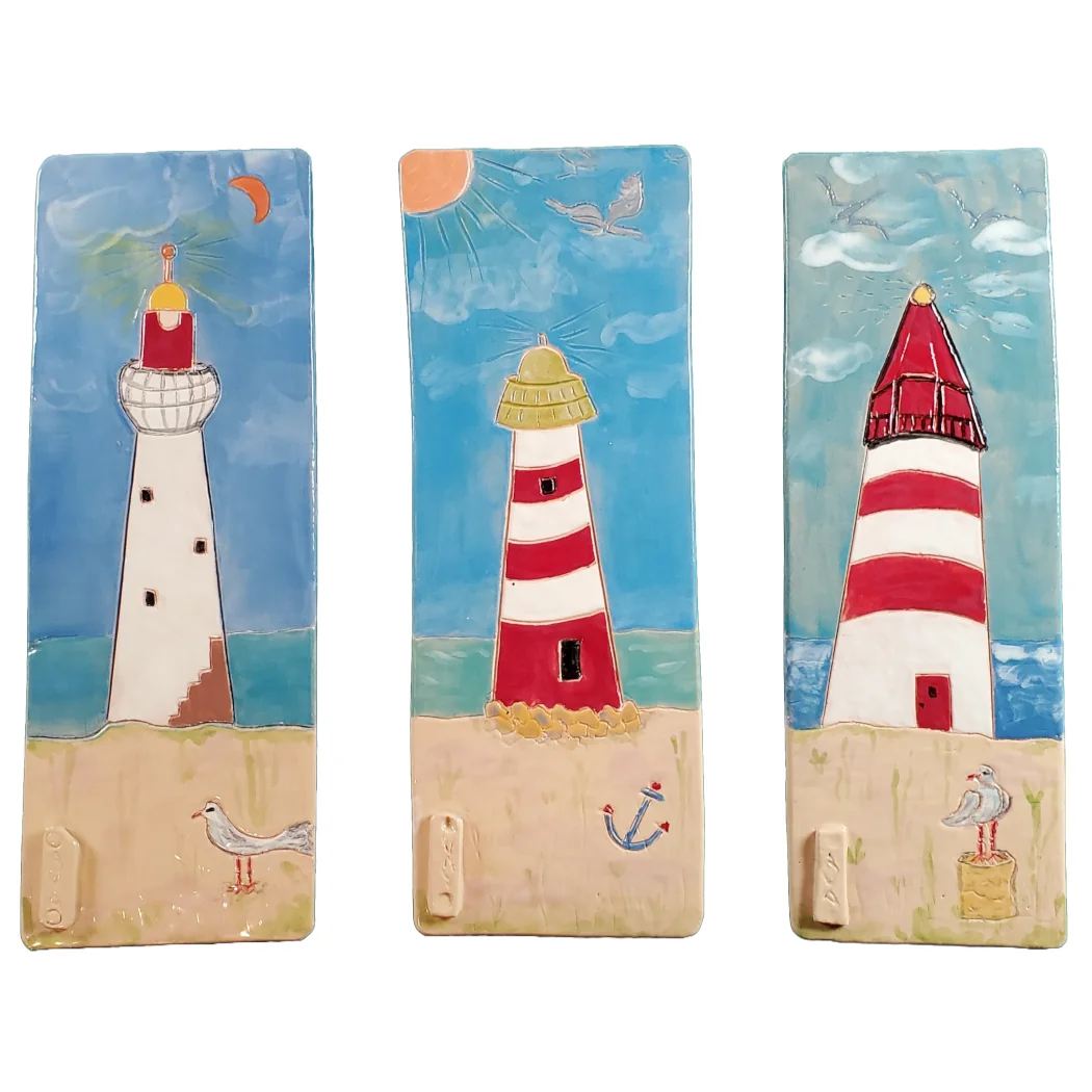 Lighthouses Wall Decoration 11 Tall x 4 Wide Wall Art Set of 3 Wall Hanging Artwork