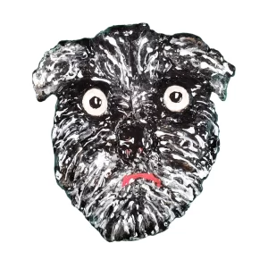 Ceramic Wall Art 3D Black Dog Face