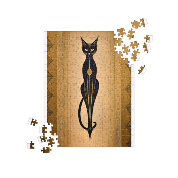 Elegant Black Cat Art Nouveau Style Jigsaw Puzzle - Image 2