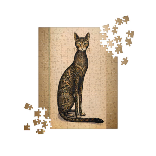 Mystical Black Cat Art Nouveau Style Jigsaw Puzzle - Image 2