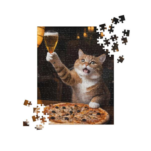 Cat Eating Pizza Jigsaw Puzzle - Image 2