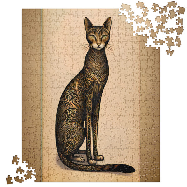 Mystical Black Cat Art Nouveau Style Jigsaw Puzzle