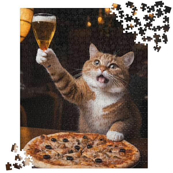 Cat Eating Pizza Jigsaw Puzzle