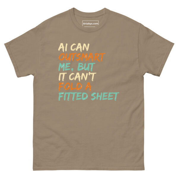 AI Can Outsmart Me, But It Can’t Fold a Fitted Sheet Funny AI Humor Retro T-Shirt - Image 21