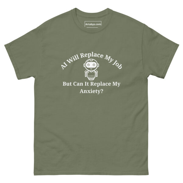 AI Will Replace My Job But Can It Replace My Anxiety Funny AI Humor Retro T-Shirt - Image 19