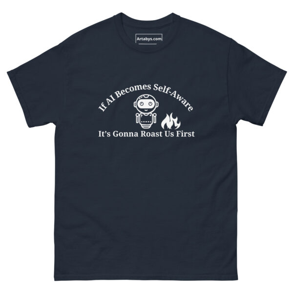 If AI Becomes Self-Aware Its Gonna Roast Us First Funny AI Humor Retro T-Shirt - Image 3