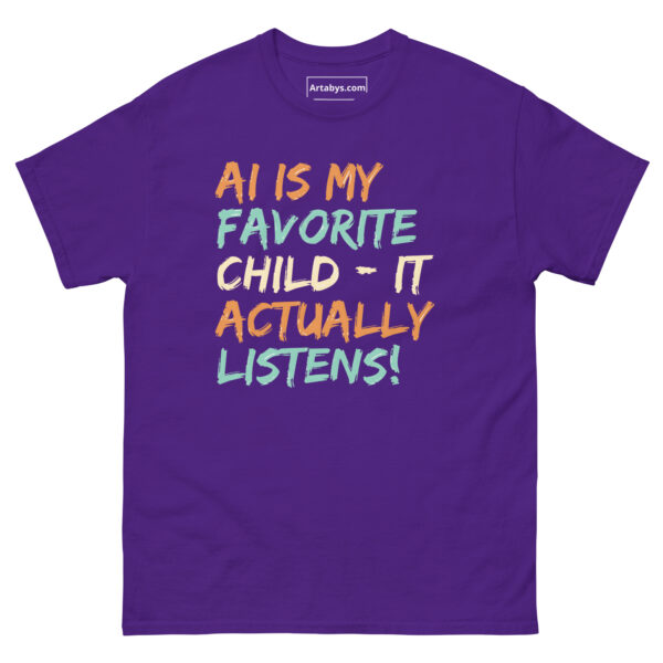 AI Is My Favorite Child - It Actually Listens! Funny AI Humor Retro T-Shirt - Image 5