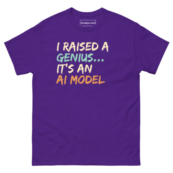 I raised a Genius It's An AI Model Funny AI Humor Retro T-Shirt - Image 5