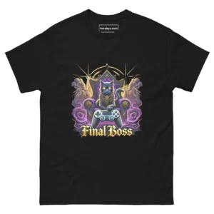 Funny Gamer Cat T-Shirt - My Cat Is the Final Boss - Retro Boss Battle Tee