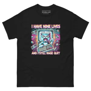 Funny Gamer Cat T-Shirt – Retro Rage Quit Tee for Cat Lovers & Streamers