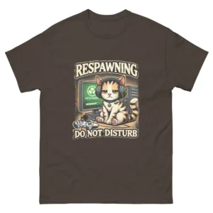 Respawning Do Not Disturb Gamer Cat T‑Shirt Funny Gaming Tee for Cat Lovers-unisex-classic-tee