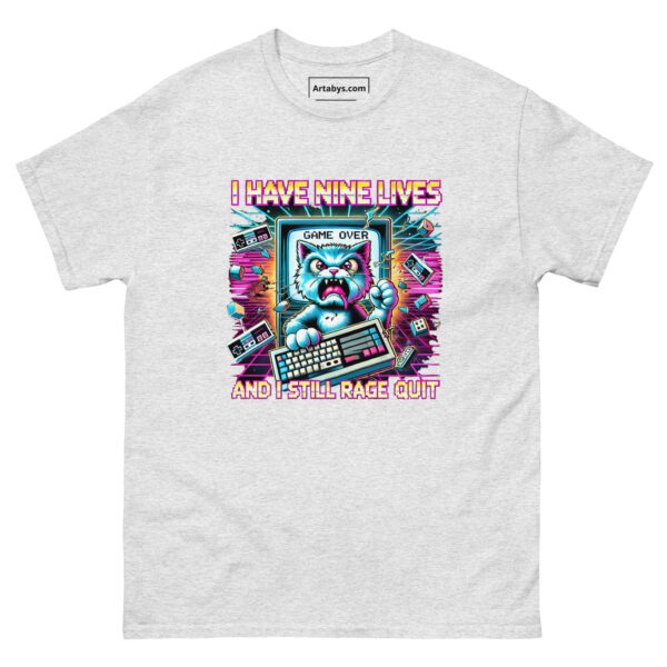 I Have Nine Lives And I Still Rage Quit Funny Gamer Cat T-Shirt | Retro Arcade Cat Gaming Tee | Gift for Gamers and Cat Lovers - Image 9
