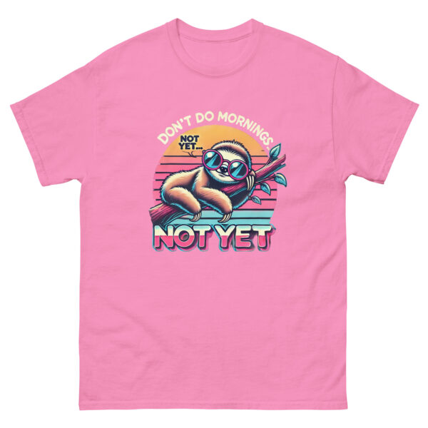 I Don't Do Mornings T-Shirt | Funny Sloth Shirt | Lazy Day Tee | Retro 80s Aesthetic | Cute Sleepy Animal Shirt | Gift for Night Owls - Image 3