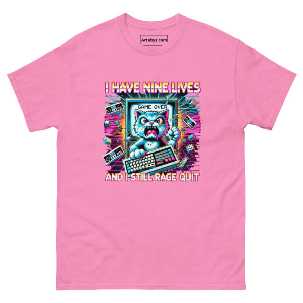 I Have Nine Lives And I Still Rage Quit Funny Gamer Cat T-Shirt | Retro Arcade Cat Gaming Tee | Gift for Gamers and Cat Lovers - Image 5