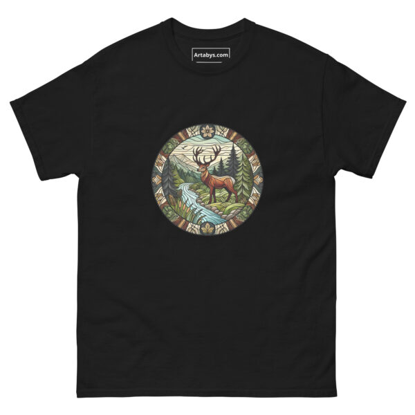 Forest Wildlife Stained Glass T-Shirt | Deer Nature Tee | Outdoor Adventure Shirt | Wildlife Lover Gift | Hiking Graphic Tee | Camping Shirt