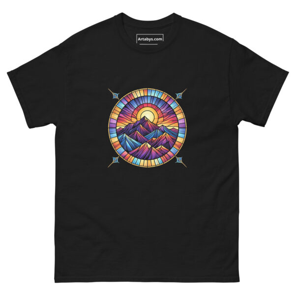 Mountain Sunrise T-Shirt | Stained Glass Nature Tee | Vibrant Hiking Shirt | Outdoor Adventure Shirt | Colorful Mountain Graphic Tee