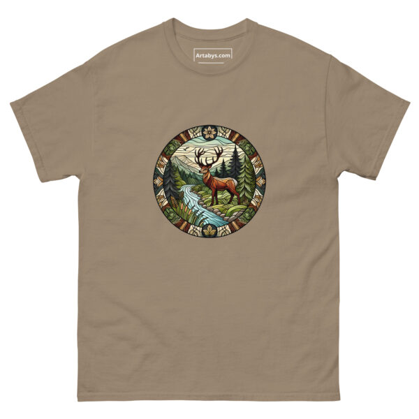Forest Wildlife Stained Glass T-Shirt | Deer Nature Tee | Outdoor Adventure Shirt | Wildlife Lover Gift | Hiking Graphic Tee | Camping Shirt - Image 4