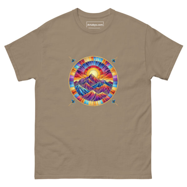 Mountain Sunrise T-Shirt | Stained Glass Nature Tee | Vibrant Hiking Shirt | Outdoor Adventure Shirt | Colorful Mountain Graphic Tee - Image 4