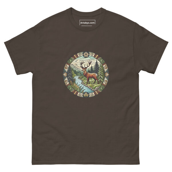 Forest Wildlife Stained Glass T-Shirt | Deer Nature Tee | Outdoor Adventure Shirt | Wildlife Lover Gift | Hiking Graphic Tee | Camping Shirt - Image 2