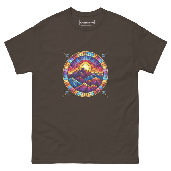 Mountain Sunrise T-Shirt | Stained Glass Nature Tee | Vibrant Hiking Shirt | Outdoor Adventure Shirt | Colorful Mountain Graphic Tee - Image 2