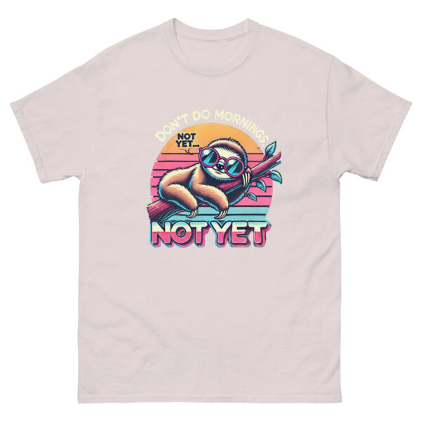 I Don't Do Mornings T-Shirt | Funny Sloth Shirt | Lazy Day Tee | Retro 80s Aesthetic | Cute Sleepy Animal Shirt | Gift for Night Owls - Image 7