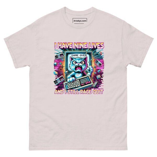 I Have Nine Lives And I Still Rage Quit Funny Gamer Cat T-Shirt | Retro Arcade Cat Gaming Tee | Gift for Gamers and Cat Lovers - Image 7