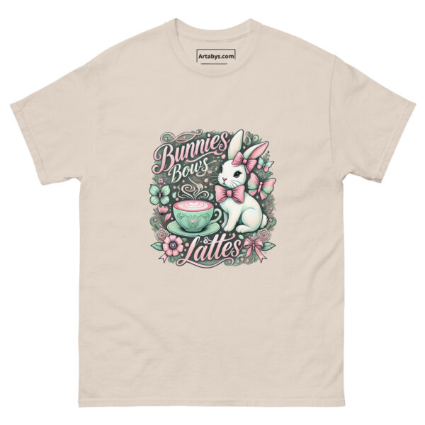 Pastel Coquette Easter Coffee T-Shirt | Vintage Bunny & Floral Tee | Aesthetic Cottagecore Coffee Lover Shirt | Spring Pastel Graphic Tee - Image 3