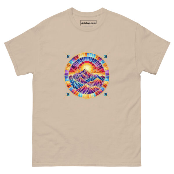 Mountain Sunrise T-Shirt | Stained Glass Nature Tee | Vibrant Hiking Shirt | Outdoor Adventure Shirt | Colorful Mountain Graphic Tee - Image 5