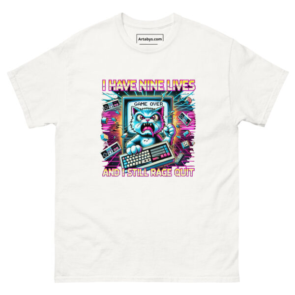 I Have Nine Lives And I Still Rage Quit Funny Gamer Cat T-Shirt | Retro Arcade Cat Gaming Tee | Gift for Gamers and Cat Lovers - Image 10