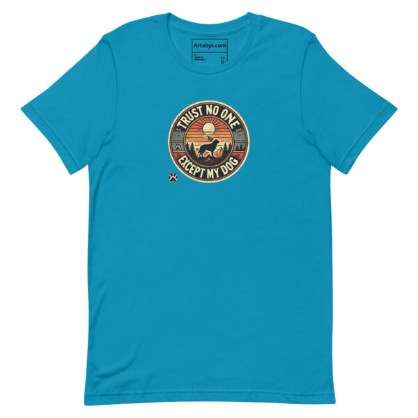 Trust No One Except My Dog T-Shirt Medium Light Colors | Retro Hiking Dog Lover Shirt | Outdoor Camping Shirt | Funny Dog Owner Gift - Image 3