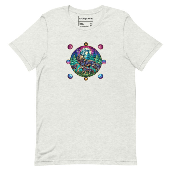 Stained Glass Wolf Pack T-Shirt  Light | Mystical Wolf Moon Tee | Nature Lover Shirt | Wildlife Art T-Shirt | Outdoor Adventure Tee - Image 4