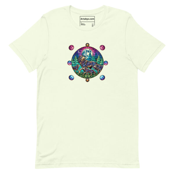 Stained Glass Wolf Pack T-Shirt  Light | Mystical Wolf Moon Tee | Nature Lover Shirt | Wildlife Art T-Shirt | Outdoor Adventure Tee - Image 8