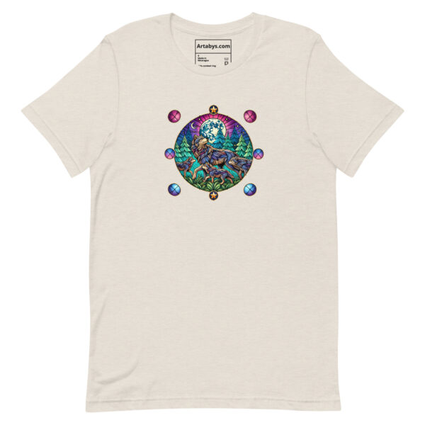 Stained Glass Wolf Pack T-Shirt  Light | Mystical Wolf Moon Tee | Nature Lover Shirt | Wildlife Art T-Shirt | Outdoor Adventure Tee