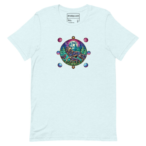 Stained Glass Wolf Pack T-Shirt  Light | Mystical Wolf Moon Tee | Nature Lover Shirt | Wildlife Art T-Shirt | Outdoor Adventure Tee - Image 7