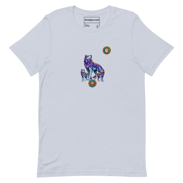 Stained Glass Wolf Pack T-Shirt Light | Mystical Wolf Moon Tee | Nature Lover Gift | Wildlife Art Tee | Outdoor Adventure Shirt - Image 3