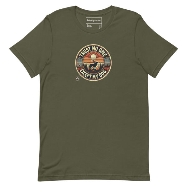 Trust No One Except My Dog T-Shirt Medium Colors | Retro Hiking Dog Lover Shirt | Outdoor Camping Shirt | Funny Dog Owner Gift