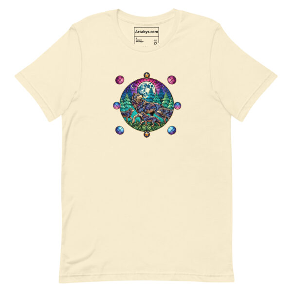 Stained Glass Wolf Pack T-Shirt  Light | Mystical Wolf Moon Tee | Nature Lover Shirt | Wildlife Art T-Shirt | Outdoor Adventure Tee - Image 5