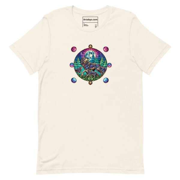 Stained Glass Wolf Pack T-Shirt  Light | Mystical Wolf Moon Tee | Nature Lover Shirt | Wildlife Art T-Shirt | Outdoor Adventure Tee - Image 6