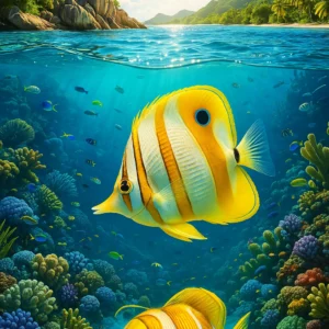 Butterflyfish Ocean Underwater Fish Living in the Seychelles Smartphone Wallpaper