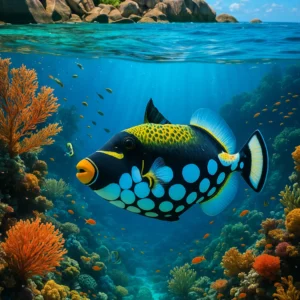 Clown Triggerfish Ocean Underwater Fish Living in the Seychelles Smartphone Wallpaper