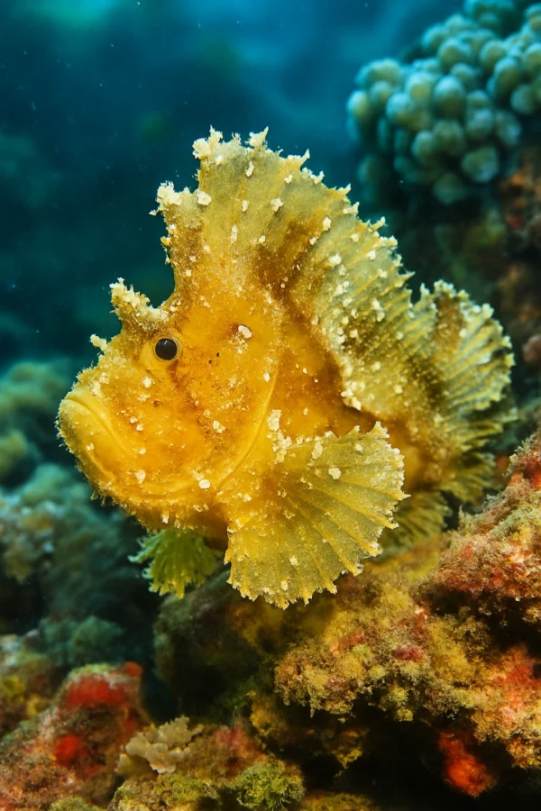 Leaf Scorpionfish Ocean Underwater Fish Living in the Seychelles Smartphone Wallpaper