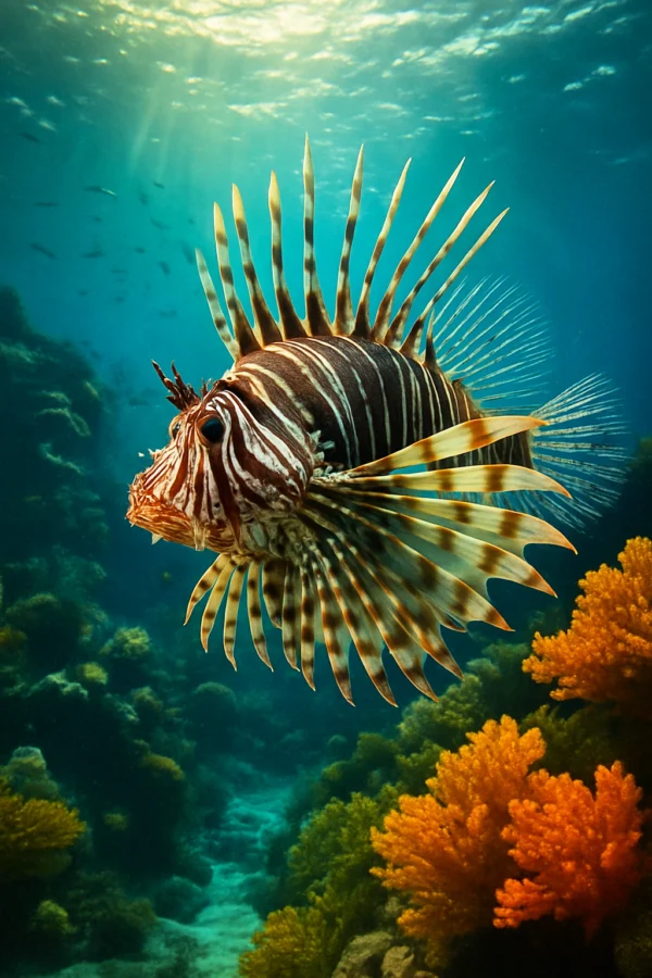 Lionfish Ocean Underwater Fish Living in the Seychelles Smartphone Wallpaper