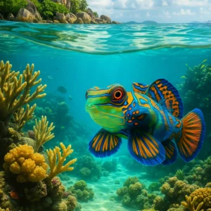 Mandarinfish Ocean Underwater Fish Living in the Seychelles Smartphone Wallpaper