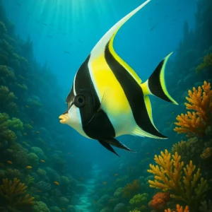 Moorish Idol Ocean Underwater Fish Living in the Seychelles Smartphone Wallpaper