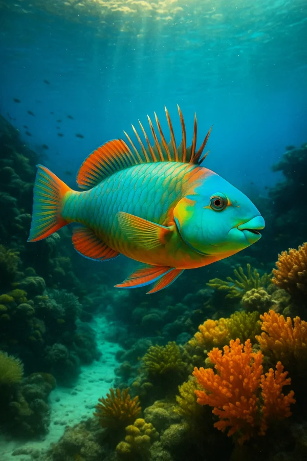 Parrotfish Ocean Underwater Fish Living in the Seychelles Smartphone Wallpaper