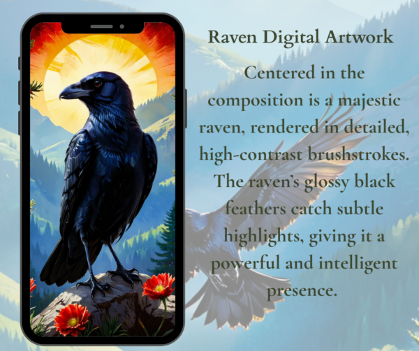 Raven Smartphone Wallpaper Raven Lock Screen Wallpaper Wildlife Lock Screen Wallpaper for iPhone or Android - Image 4