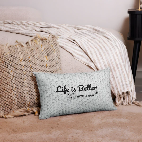 Life Is Better With a Dog Premium Pillow Case – Cute Dog Lover Gift, Linen-Feel, 20x12