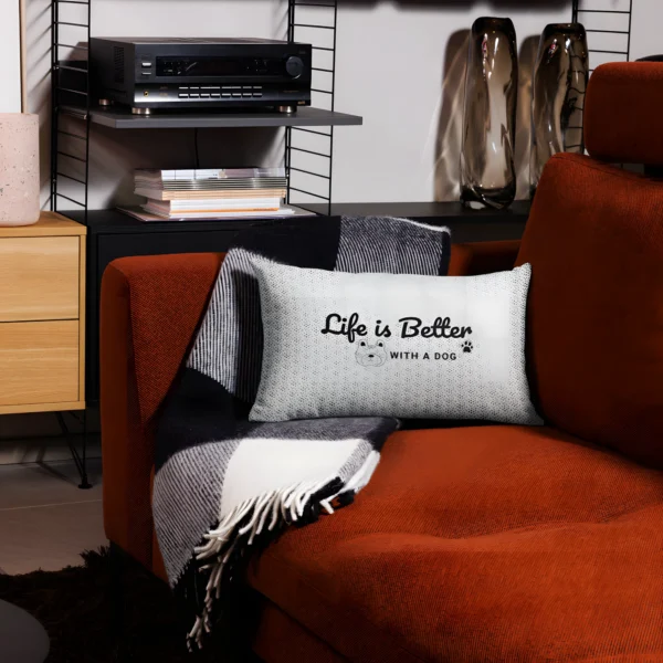 Life Is Better With a Dog Premium Pillow Case – Cute Dog Lover Gift, Linen-Feel, 20x12