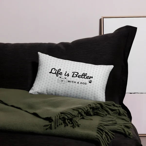Life Is Better With a Dog Premium Pillow Case – Cute Dog Lover Gift, Linen-Feel, 20x12